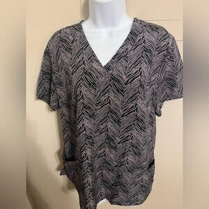 Zebra Print V-Neck Women's Scrub Top